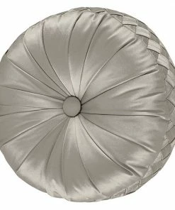 Five Queens Court Tufted Round Throw Pillow Silver
