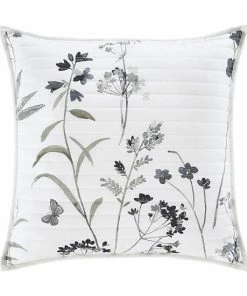 Five Queens Court Bonnie Gray 18" Square Quilted Decorative Throw Pillow