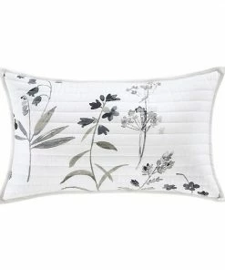 Five Queens Court Bonnie Gray Quilted Boudoir Decorative Throw Pillow