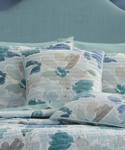 Five Queens Court Michelle Blue 18" Square Quilted Decorative Throw Pillow -J. Queen New York shop unnamed file 1128