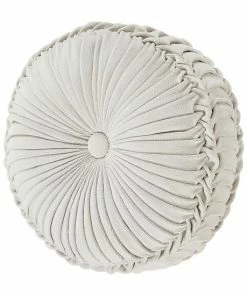 Five Queens Court Garrison White Tufted Round Decorative Throw Pillow