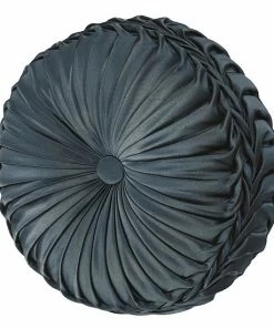 Five Queens Court Carla Azure Tufted Round Decorative Throw Pillow