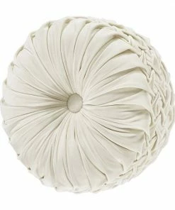 Five Queens Court Othello Cream Tufted Round Decorative Throw Pillow
