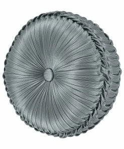 Five Queens Court Nadine Blue Tufted Round Decorative Throw Pillow