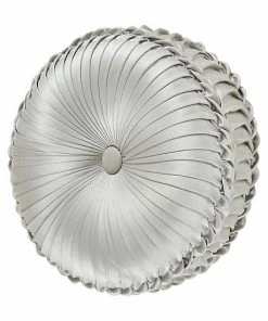 Five Queens Court Tammy Silver Tufted Round Decorative Throw Pillow