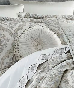 Five Queens Court Tammy Silver Tufted Round Decorative Throw Pillow -J. Queen New York shop unnamed file 1312