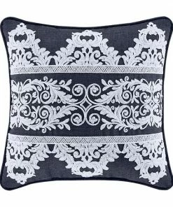 Five Queens Court Shelburne Indigo 16" Square Decorative Throw Pillow