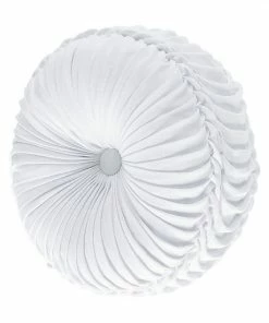 Five Queens Court Shelburne White Tufted Round Decorative Throw Pillow