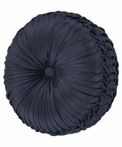 Five Queens Court Bristol Indigo Tufted Round Decorative Throw Pillow