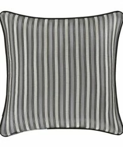 Five Queens Court Silverstone Silver 20" Square Decorative Throw Pillow
