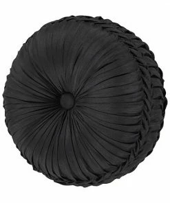 Five Queens Court Silverstone Black Tufted Round Decorative Throw Pillow