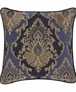 Five Queens Court Woodstock Indigo 20" Square Decorative Throw Pillow