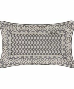 Five Queens Court Houston Charcoal Boudoir Decorative Throw Pillow