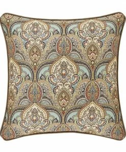 Five Queens Court Vivianna Turquoise 20" Square Decorative Throw Pillow