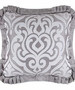 Five Queens Court Lafayette Silver 20" Square Decorative Throw Pillow