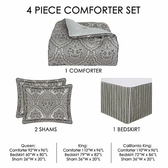 Five Queens Court Silverstone Silver Comforter Set With Shams 6 Five Queens Court Silverstone Silver Comforter Set With Shams - Image 4