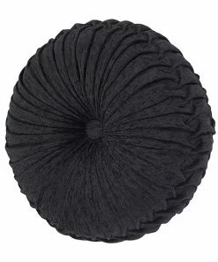 Five Queens Court Jeremy Black Tufted Round Decorative Throw Pillow