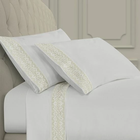 Five Queens Court Makayla Sheet Set Or Pillowcase Set Gold 4 Five Queens Court Makayla Sheet Set Or Pillowcase Set Gold - Image 2