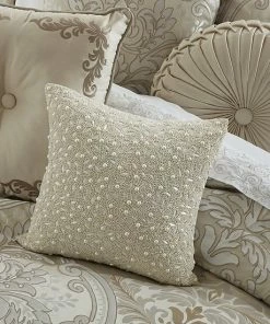 Five Queens Court Beaded Decorative Throw Pillow White -J. Queen New York shop unnamed file 417