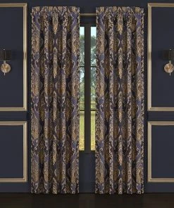 Five Queens Court Woodstock Indigo 2-pack Window Curtain Set