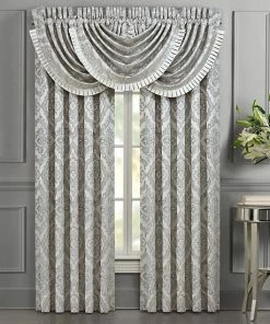 Five Queens Court Tammy Silver 84" Set Of 2 Window Curtain Panels