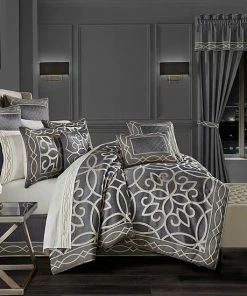 Five Queens Court Darwin Charcoal 4-piece Comforter Set