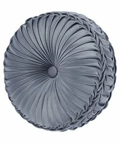 Five Queens Court Geraldine Blue Tufted Round Decorative Throw Pillow