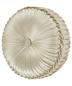 Five Queens Court Baltimore Ivory Tufted Round Decorative Throw Pillow